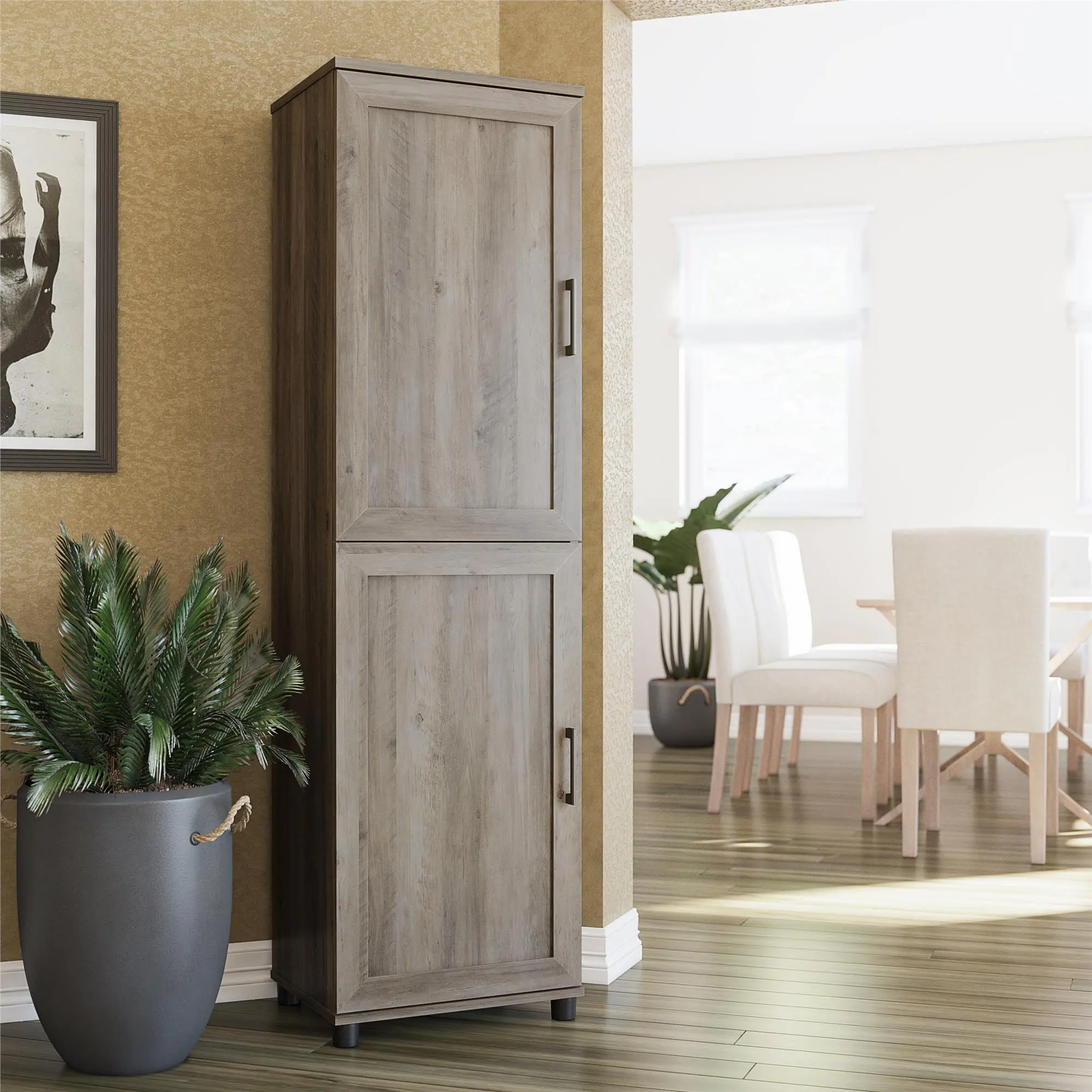 Dwyer Gray Oak 2 Door Kitchen Pantry Cabinet-2