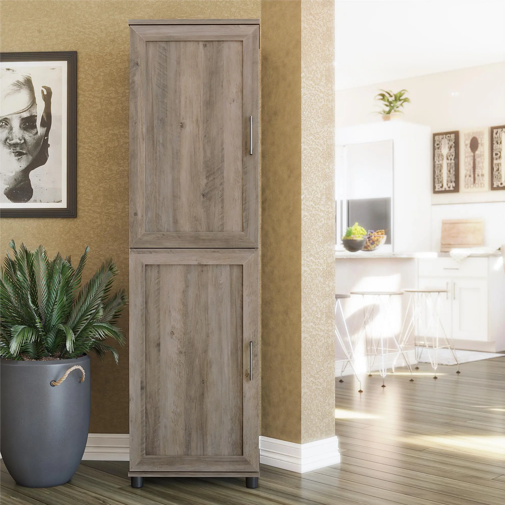 Dwyer Gray Oak 2 Door Kitchen Pantry Cabinet-4
