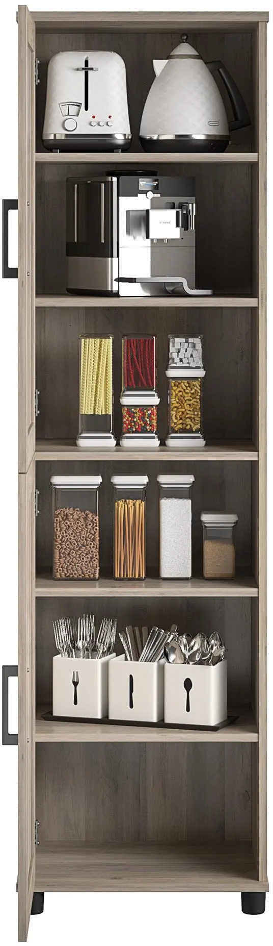 Dwyer Gray Oak 2 Door Kitchen Pantry Cabinet-6