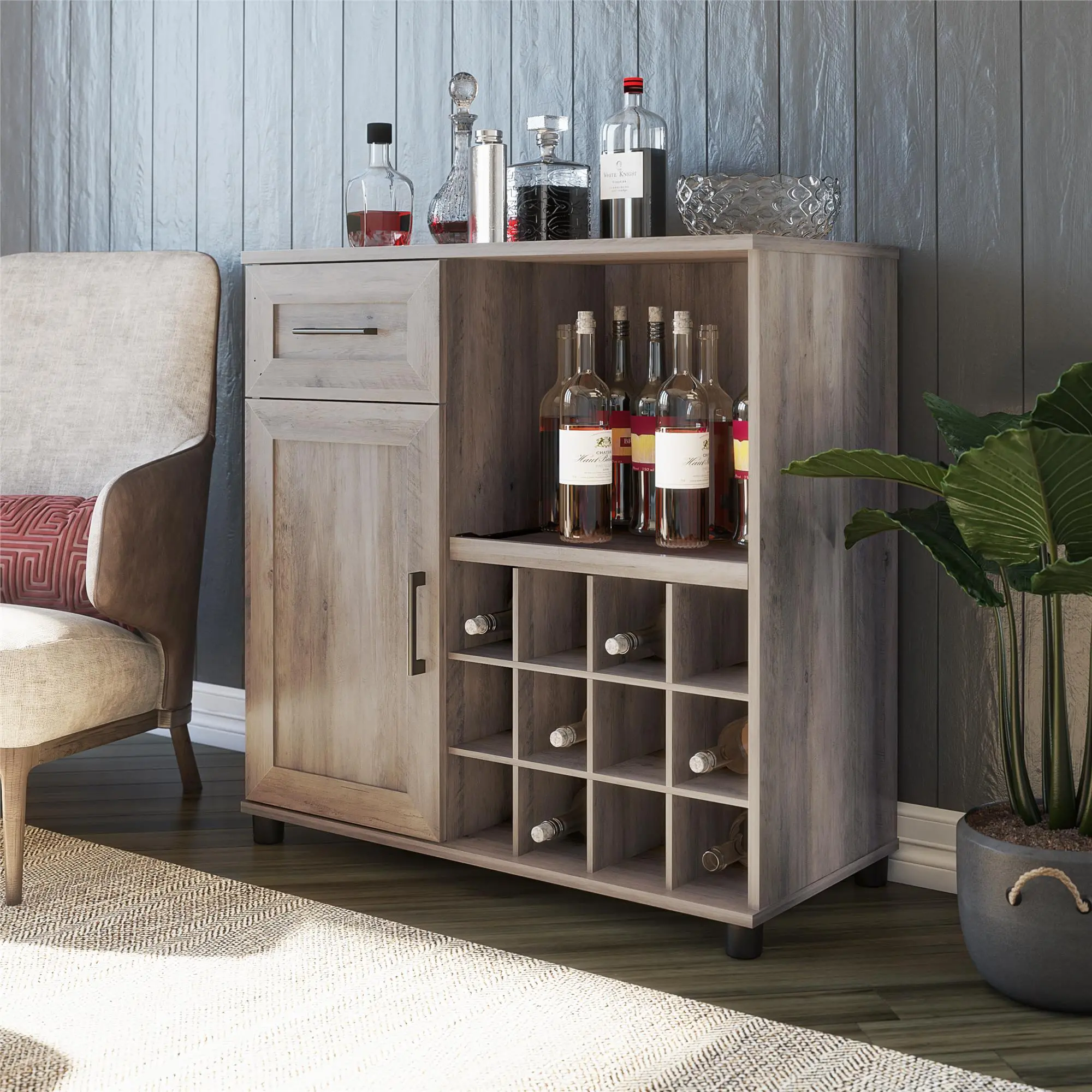 Dwyer Gray Oak Bar Cabinet-3