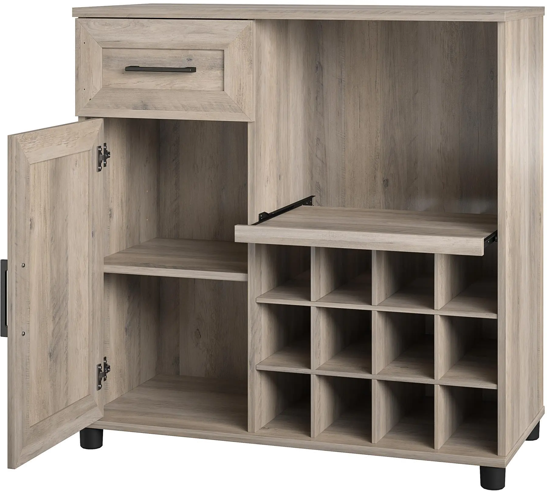 Dwyer Gray Oak Bar Cabinet-1