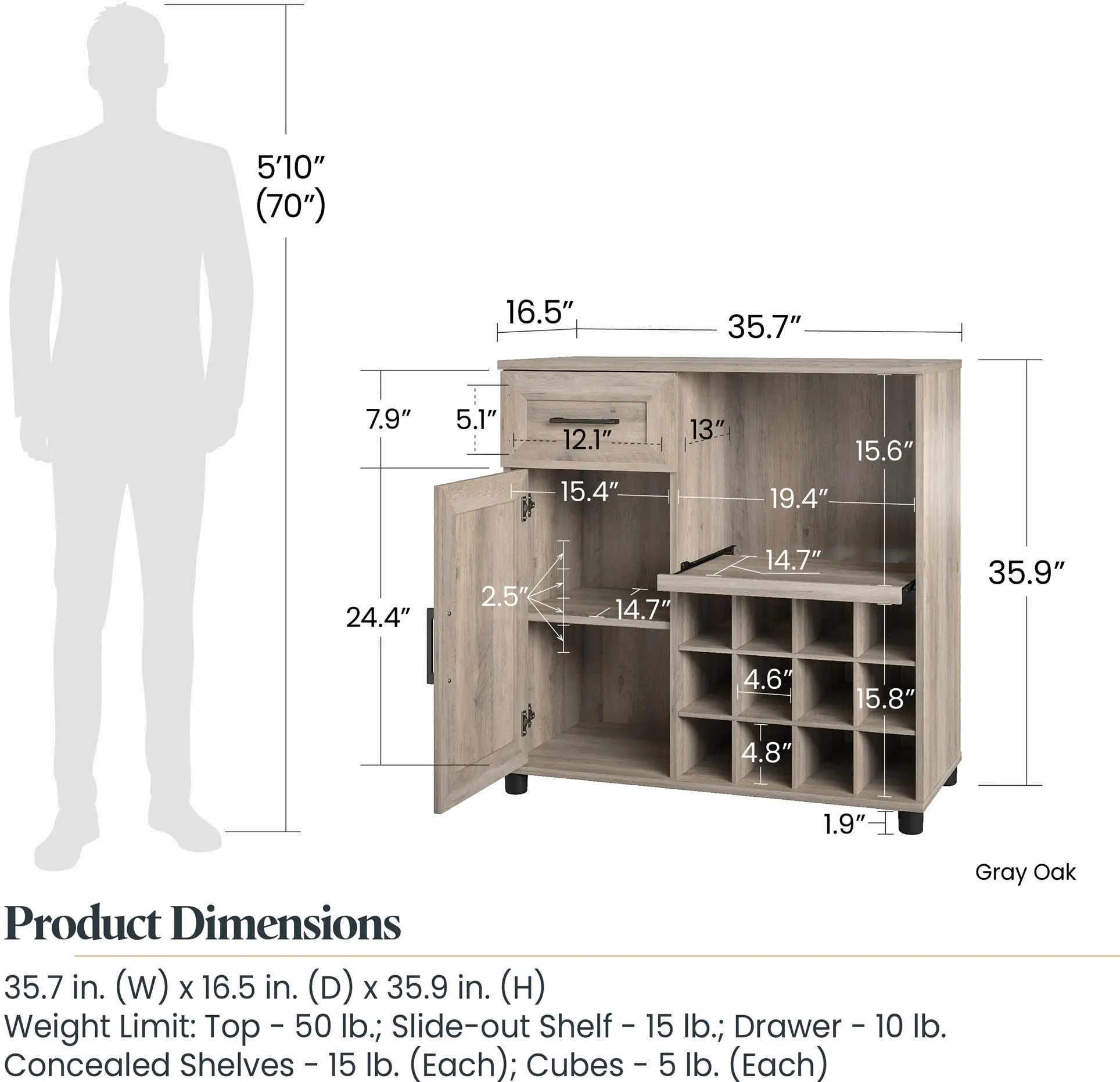 Dwyer Gray Oak Bar Cabinet-8