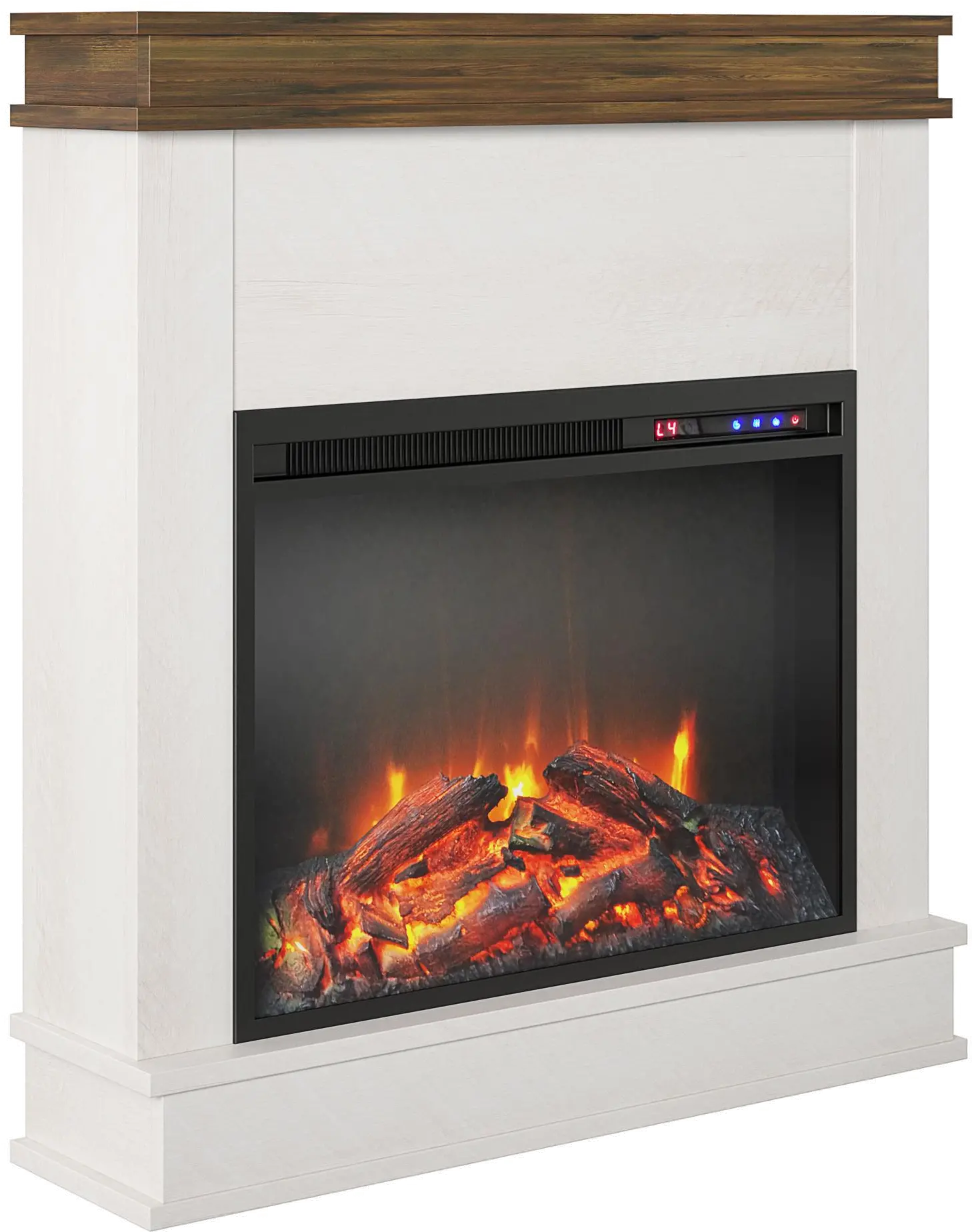 Mateo Ivory Fireplace with Rustic Mantel-4