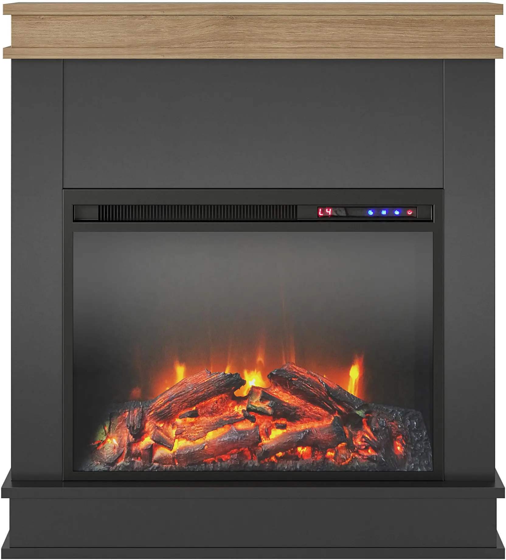 Mateo Black Fireplace with Natural Mantel-1