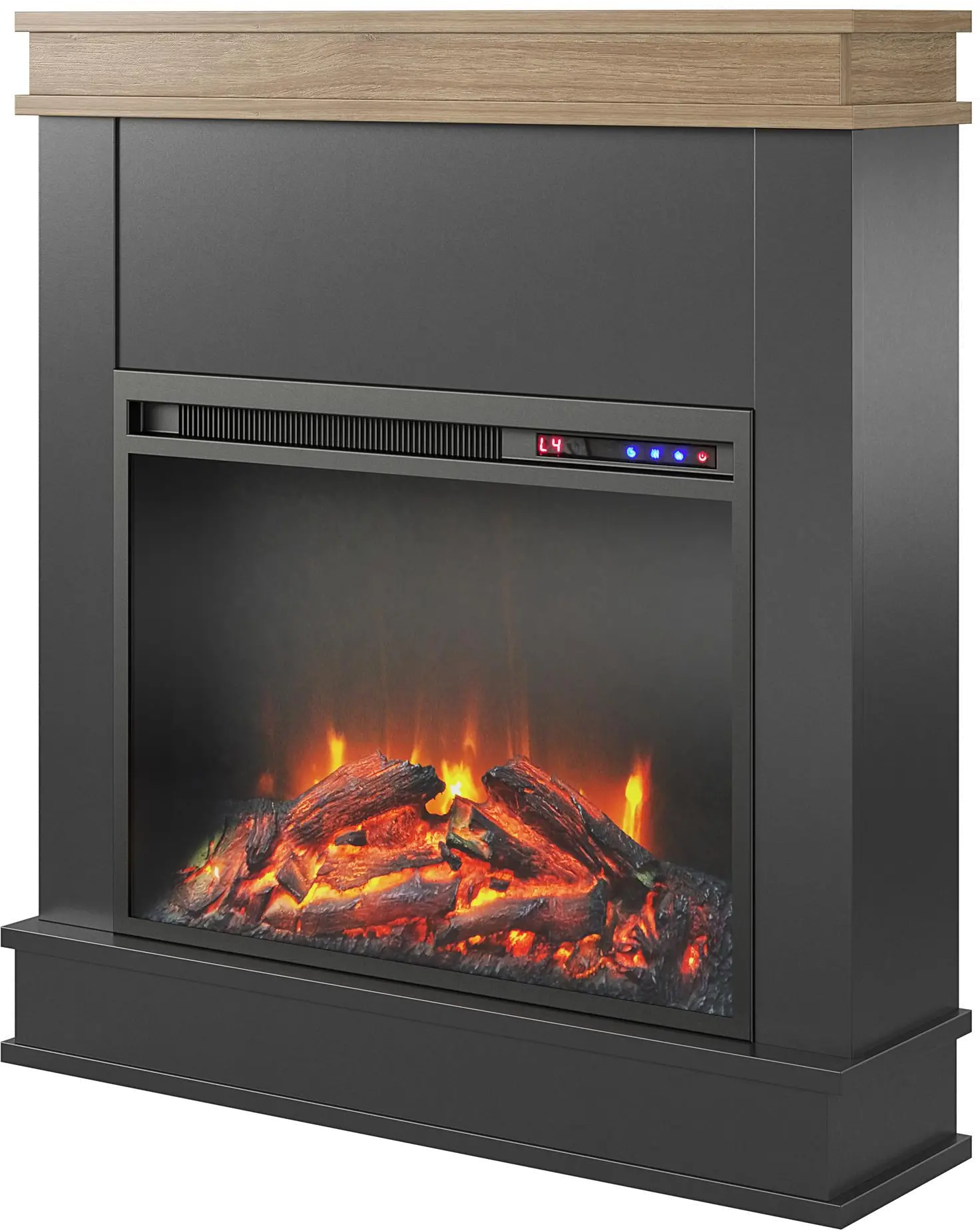 Mateo Black Fireplace with Natural Mantel-4