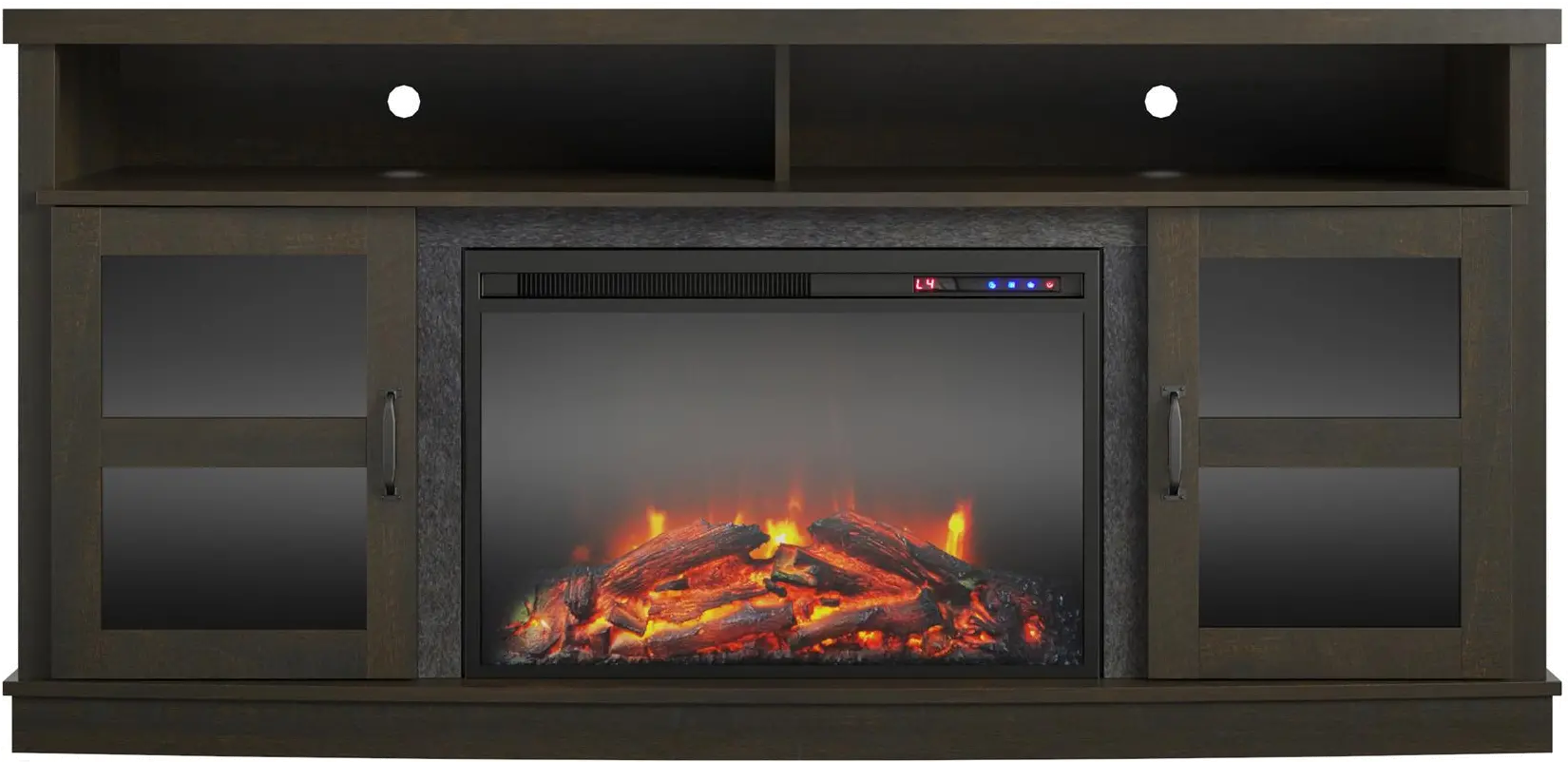Ayden Park Espresso 65  TV Stand with Fireplace-1