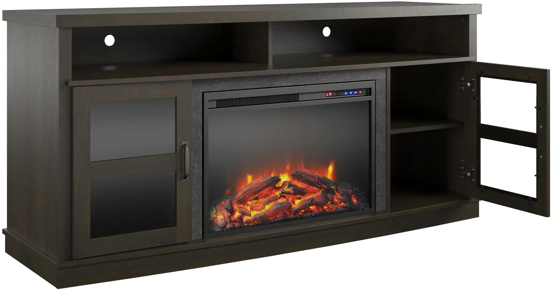 Ayden Park Espresso 65  TV Stand with Fireplace-4