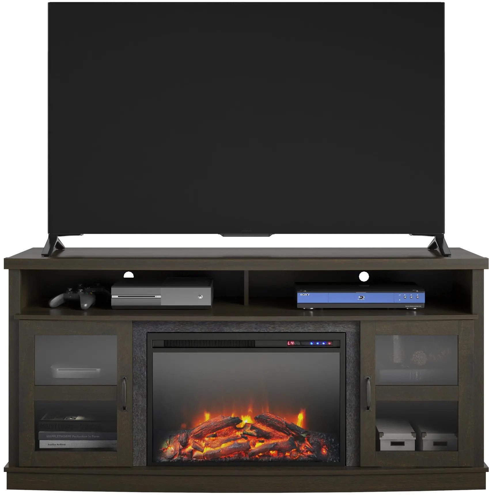 Ayden Park Espresso 65  TV Stand with Fireplace-5