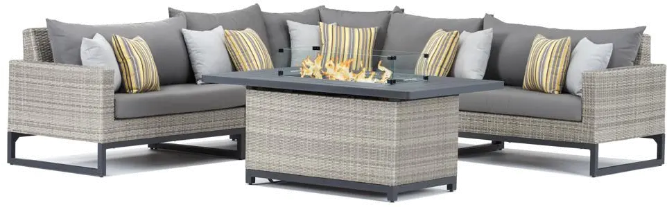 Milo Gray 6 Piece Sectional with Gray Cushions and Fire Pit-1