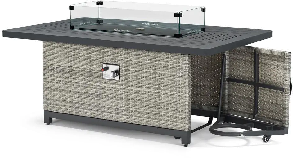 Milo Gray 6 Piece Sectional with Gray Cushions and Fire Pit-6