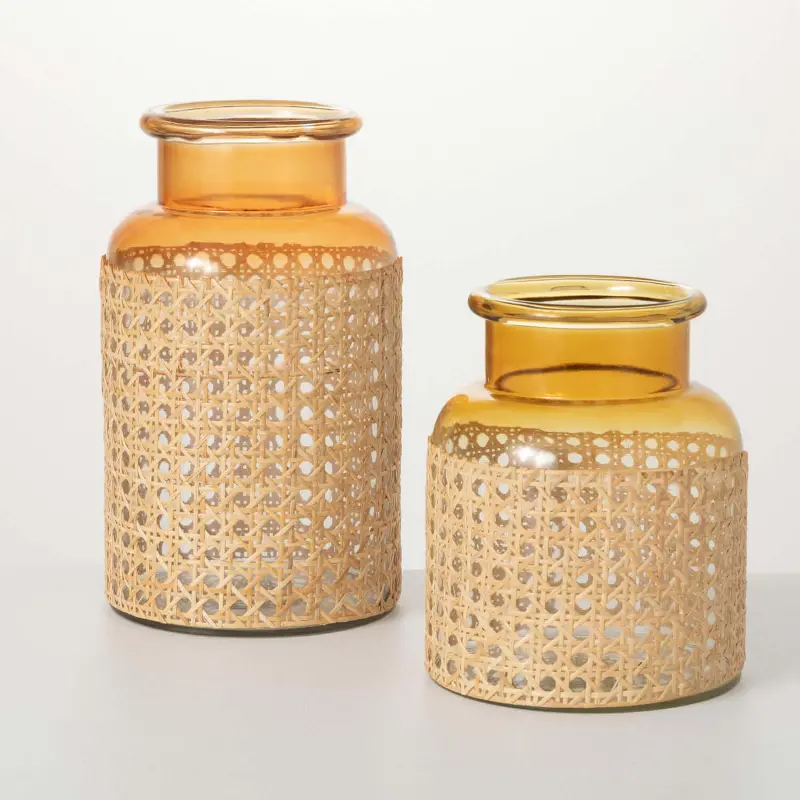 Large Ombre Bamboo-Weave Jar