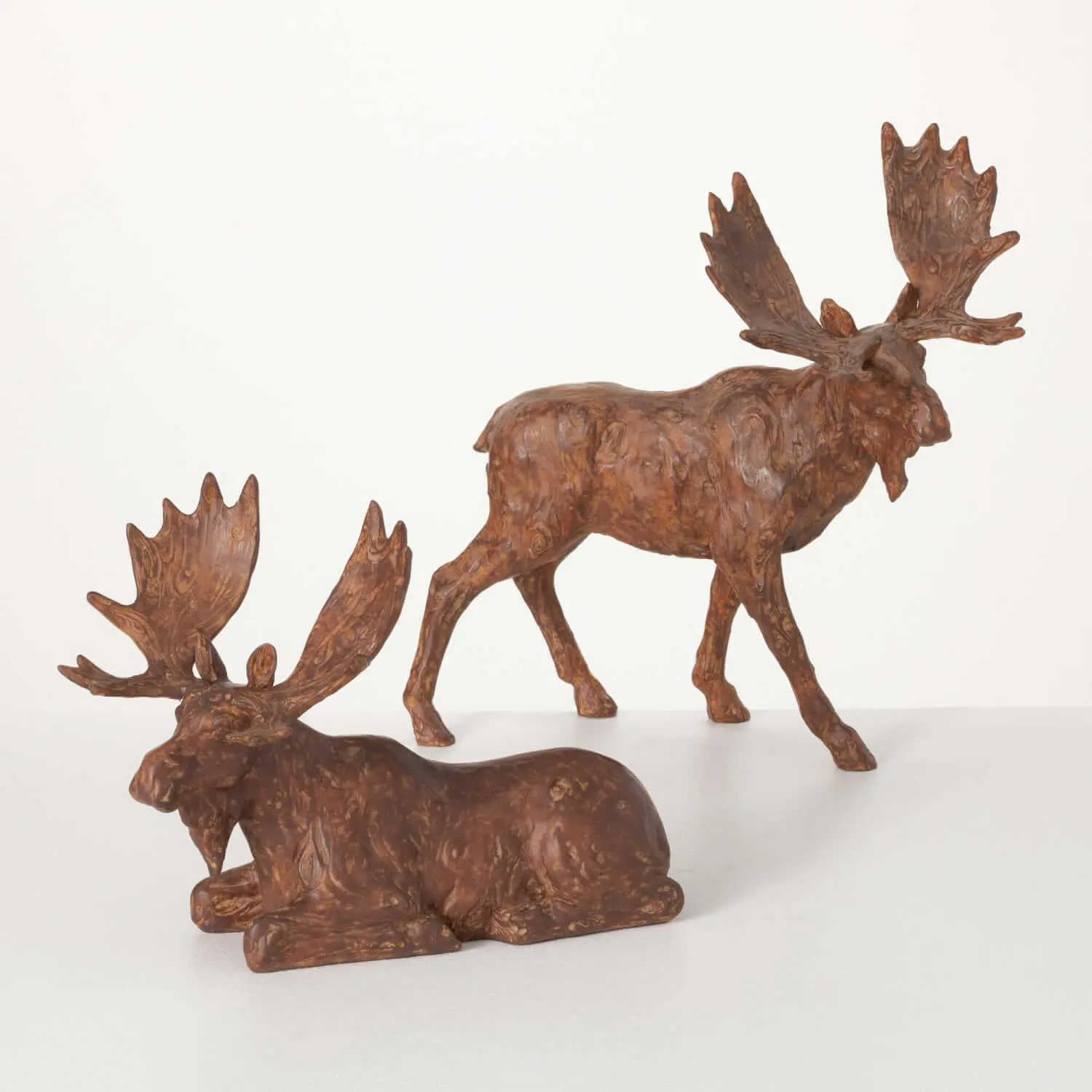 Assorted Hand Rubbed Moose Figurine Set-1