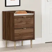 13526 Hype Walnut and Faux Carrara Marble 2-Drawer Nightstand - South Shore
