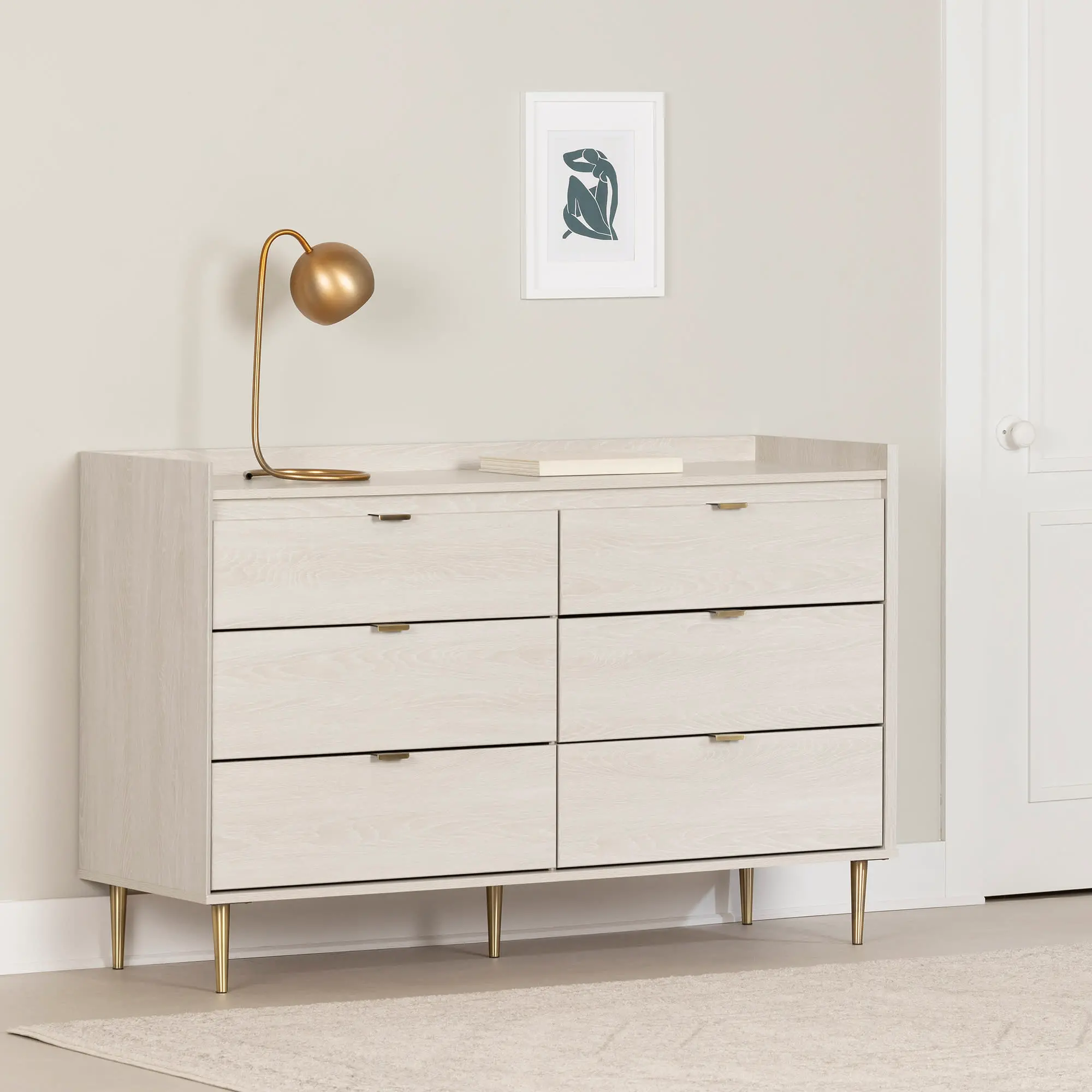 13532 Hype White 6-Drawer Dresser - South Shore-2