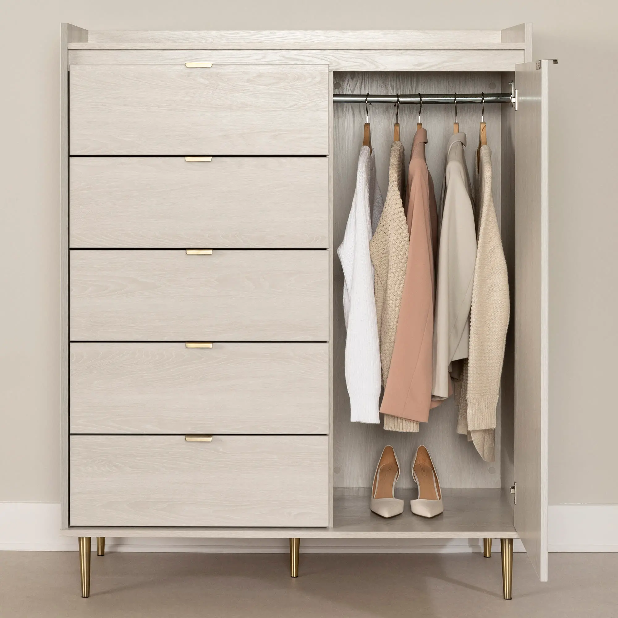 13533 Hype White Door Chest with 5 Drawers - South Shore-3