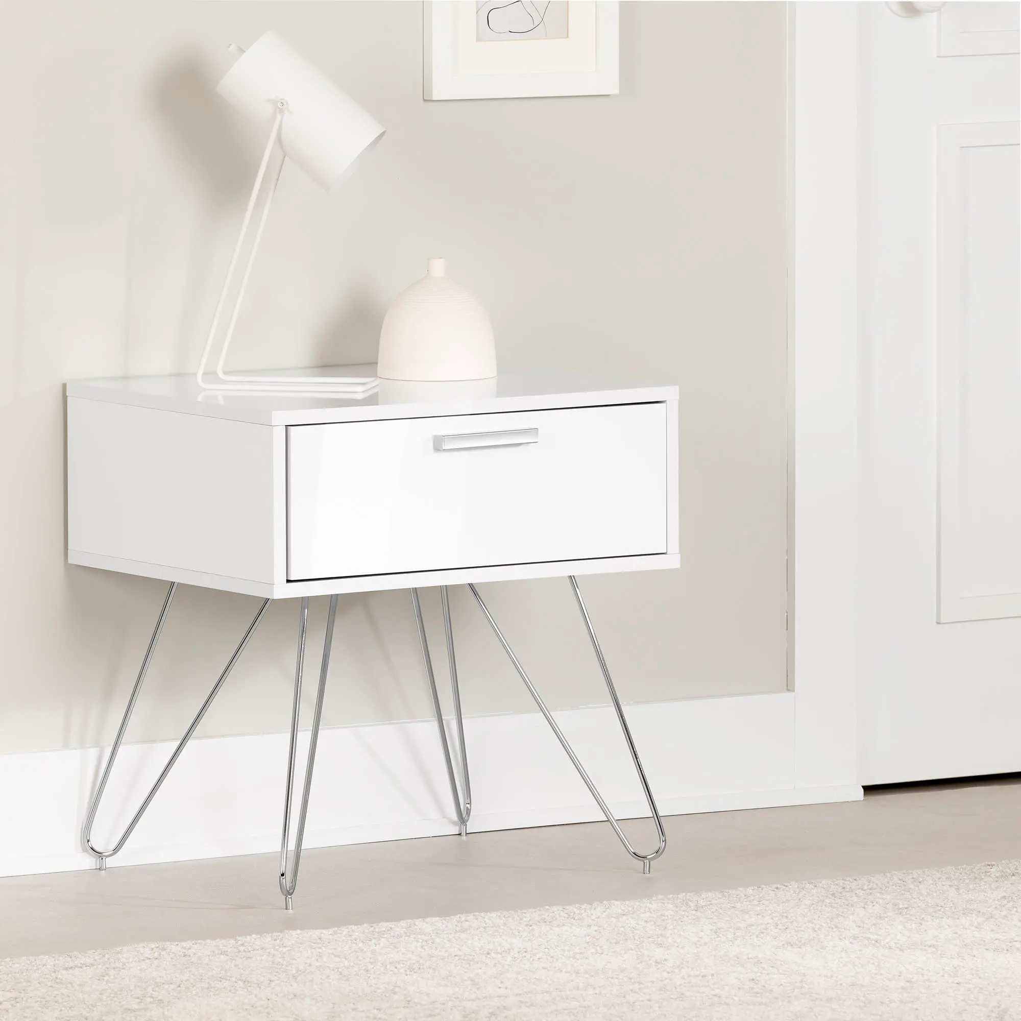 13548 Slendel White Nightstand - South Shore-1