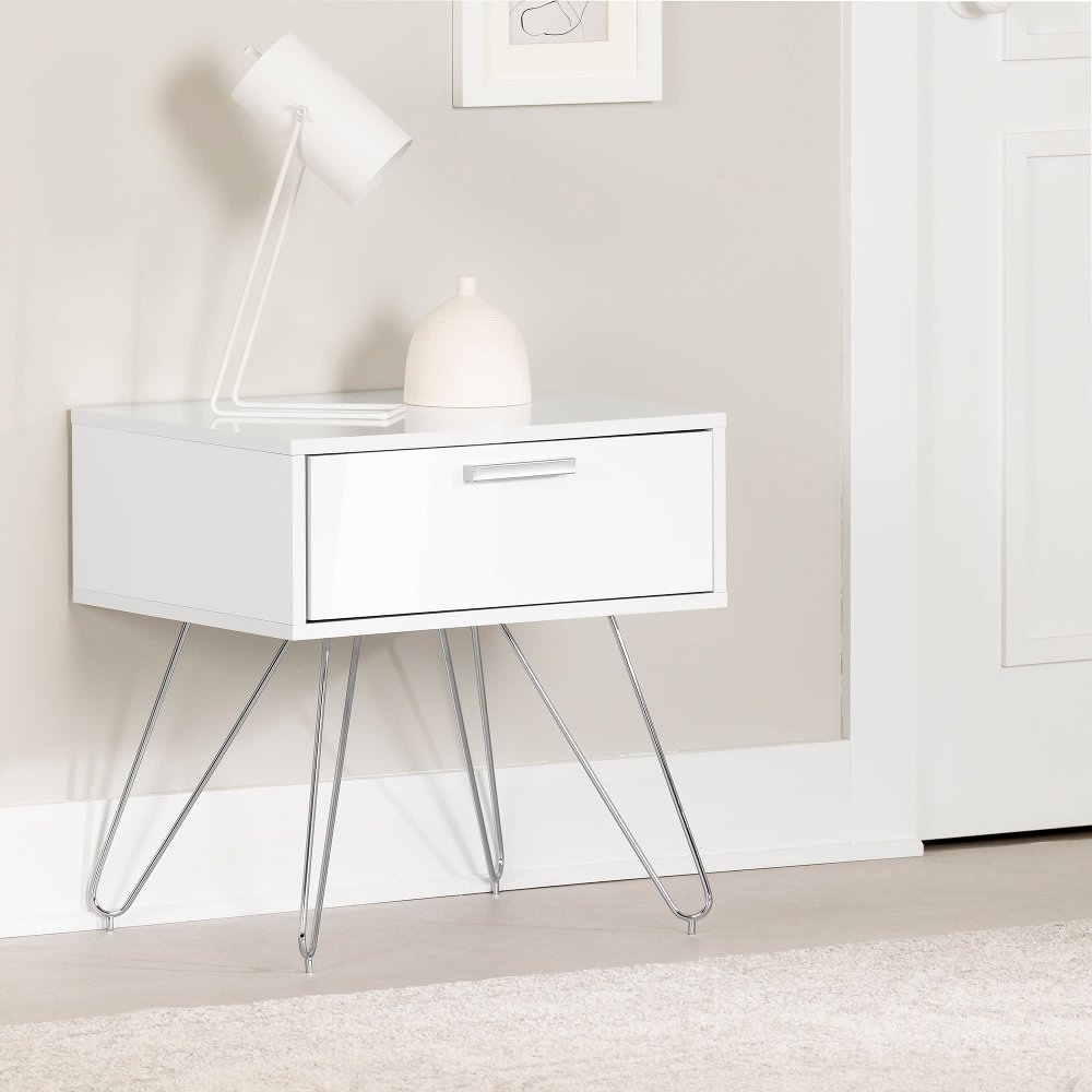 Slendel White Nightstand - South Shore