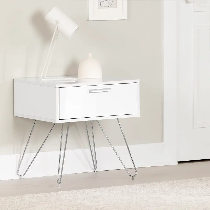 Slendel White Nightstand - South Shore