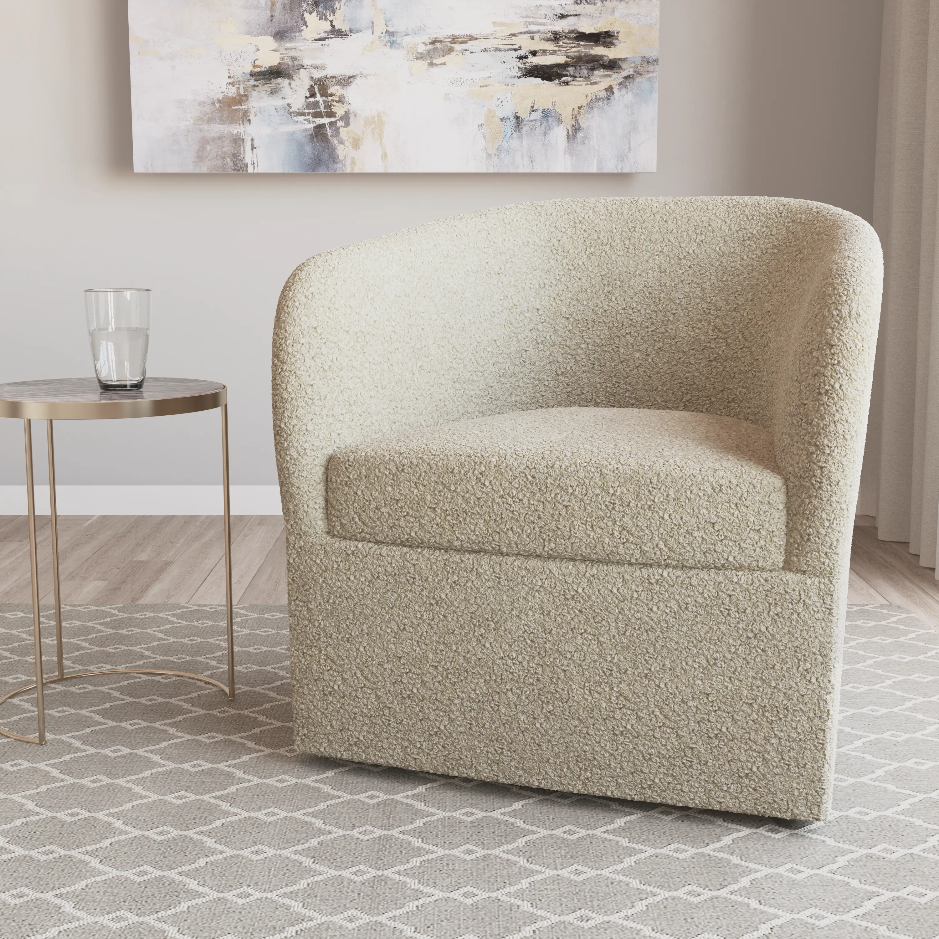 43-10DLYTST Becca Bouclé Beige Swivel Chair - Skyline Furniture-2