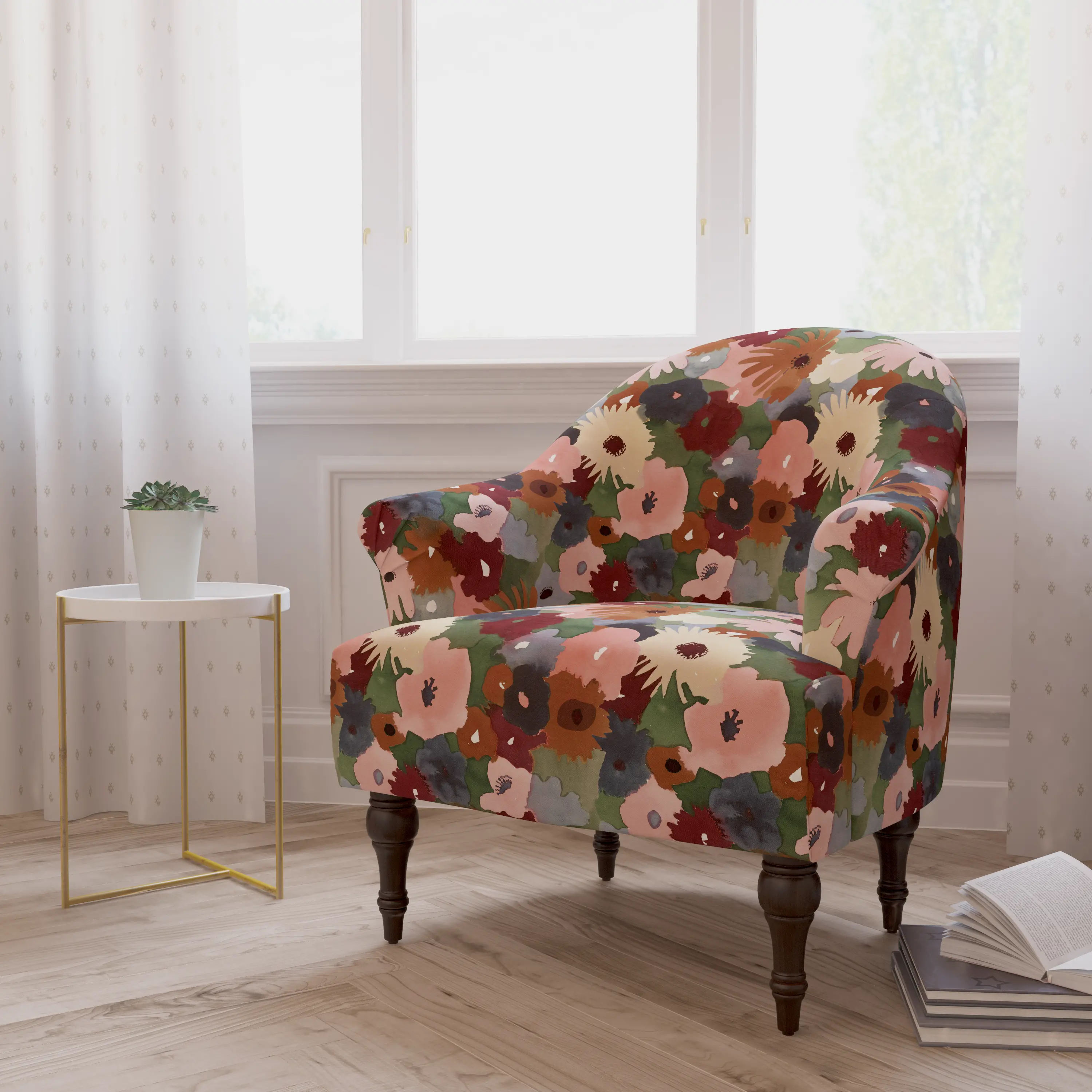 51-1MRGPLMOGA Lila Multicolor Floral Accent Chair - Skyline Furniture-2