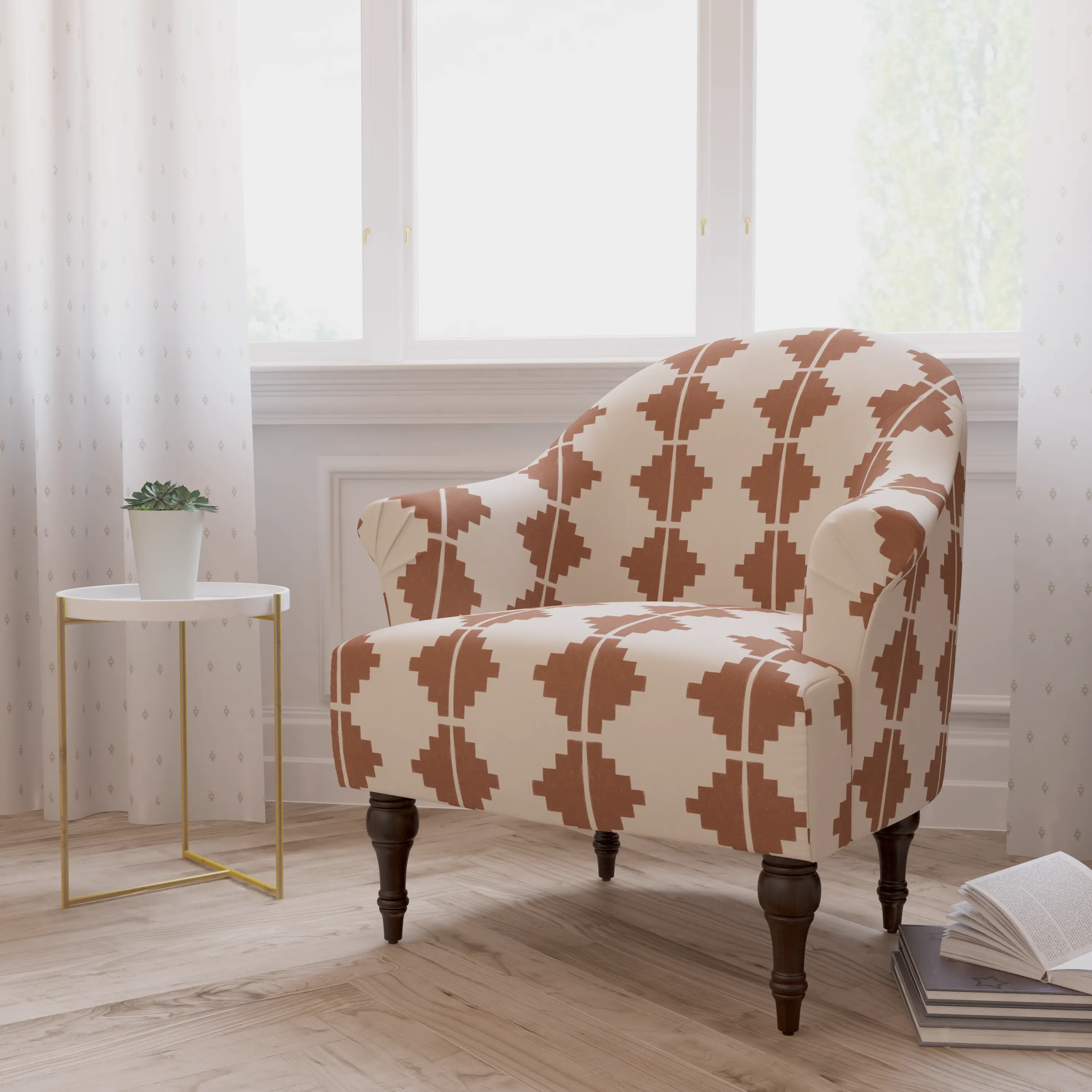 51-1AZTTRCOGA Lila Terracotta Aztec Accent Chair - Skyline Furniture-2