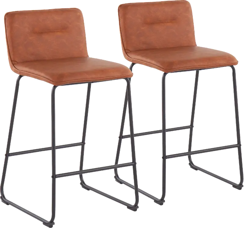 Casper Faux Leather Brown Counter Stool (Set of 2)