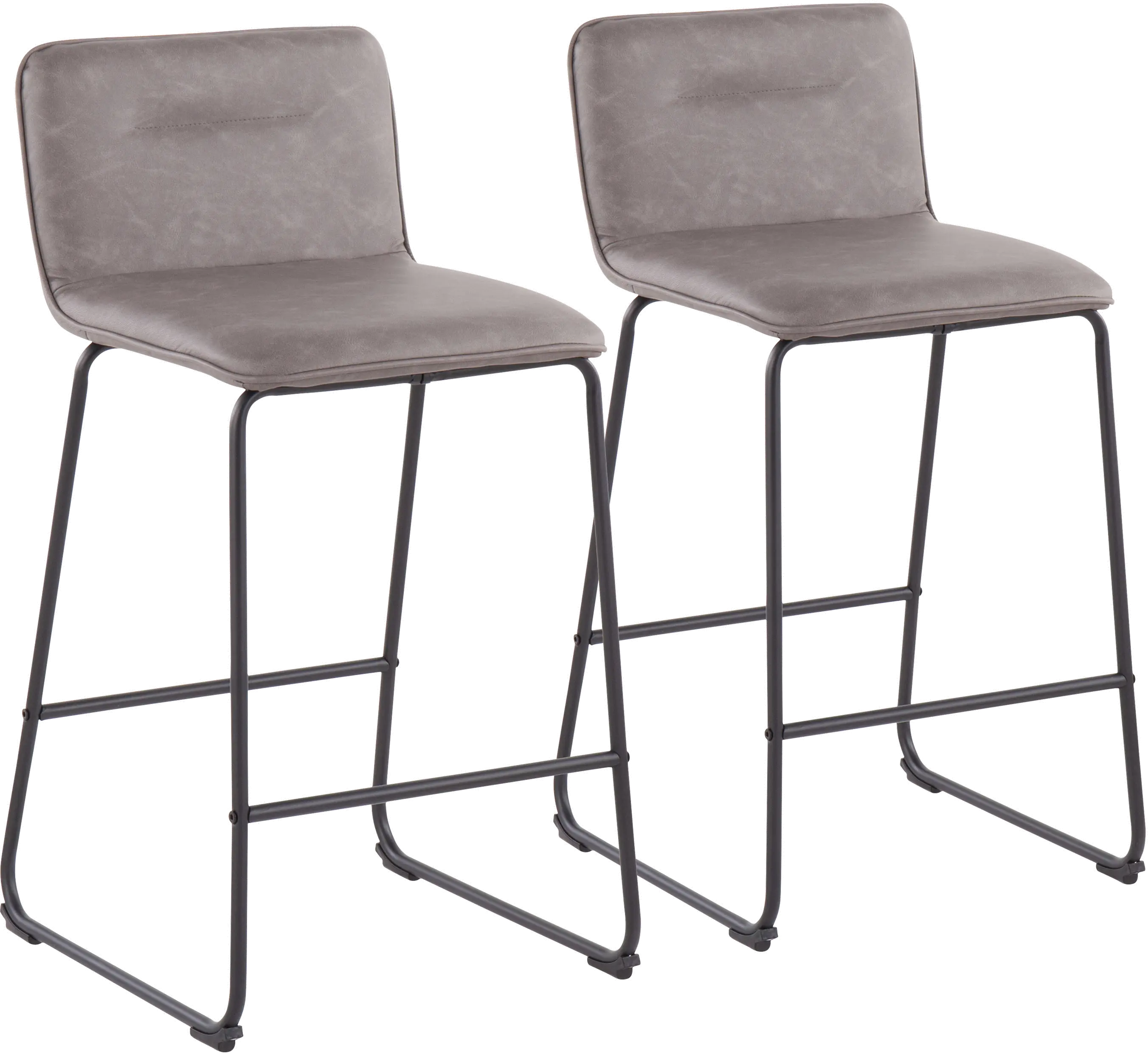 B26-CASPER2 BKGY2 Casper Faux Leather Gray Counter Stool (Set of 2)-1