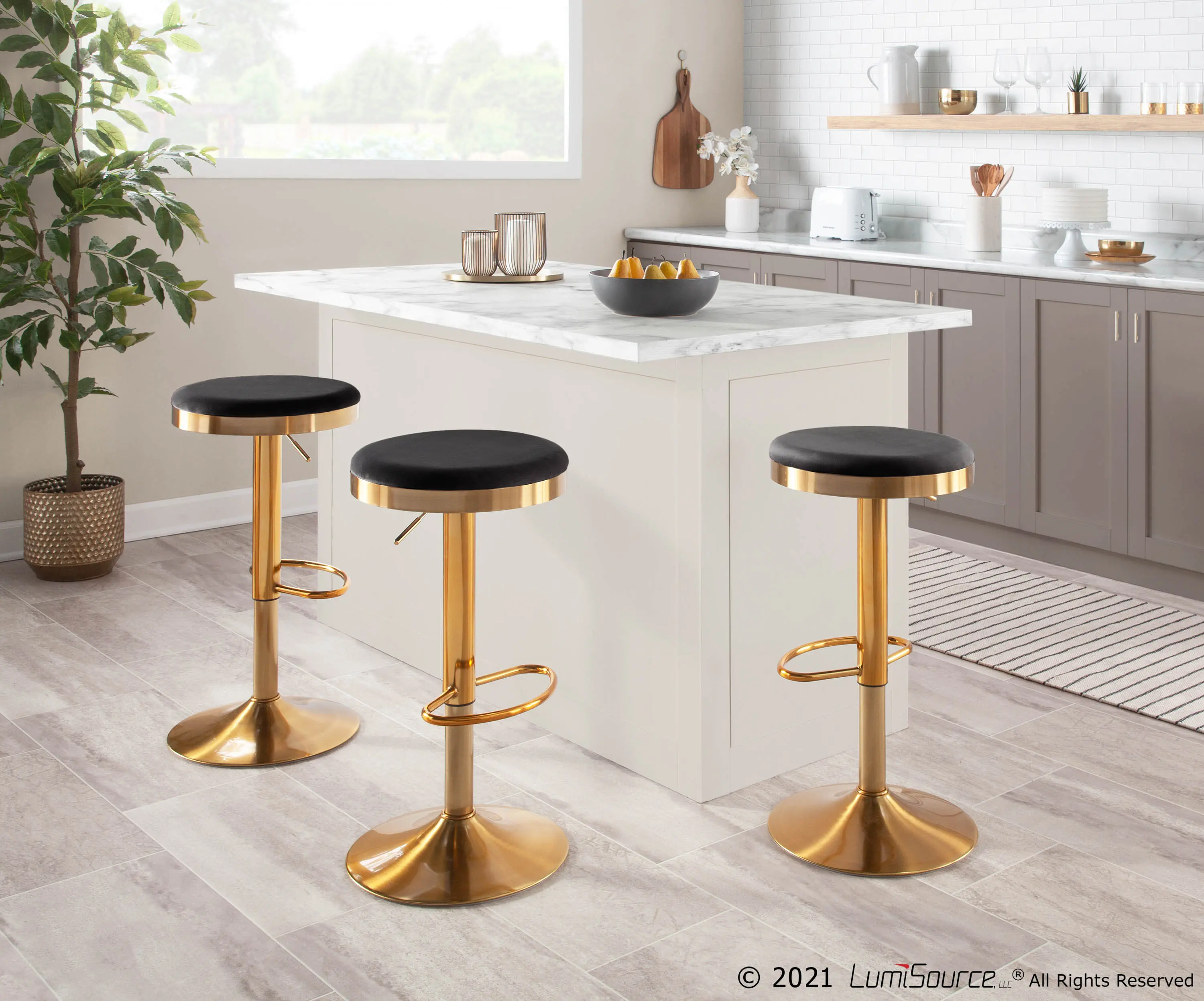 BS-DAKOTA AUVBK2 Dakota Gold and Black Adjustable Bar Stool-2