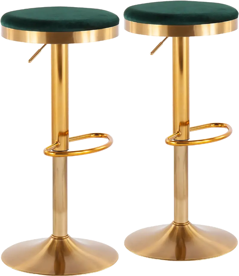 Dakota Gold and Green Adjustable Barstool (Set of 2)