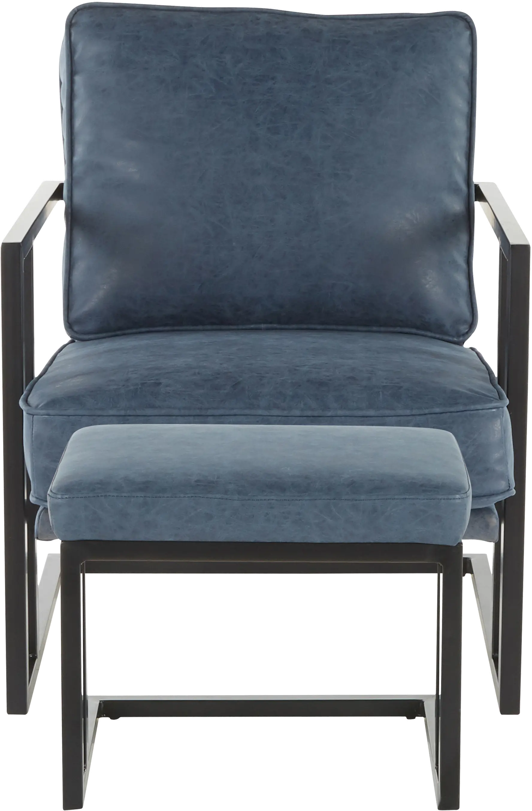 C2-ROMAN BKBU Roman Blue Faux Leather Lounge Chair and Ottoman-1