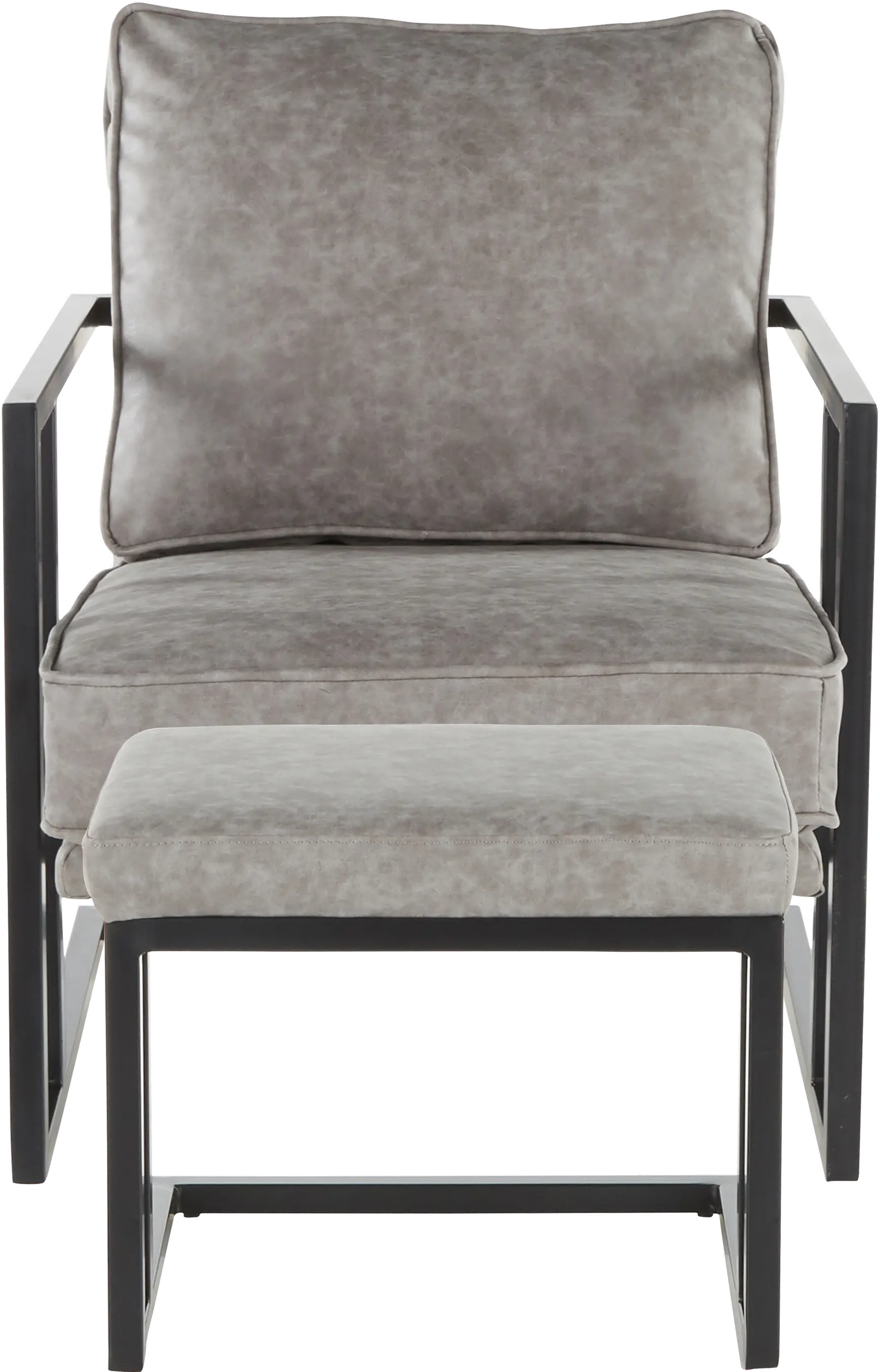 C2-ROMAN BKGY Roman Gray Faux Leather Lounge Chair and Ottoman-1