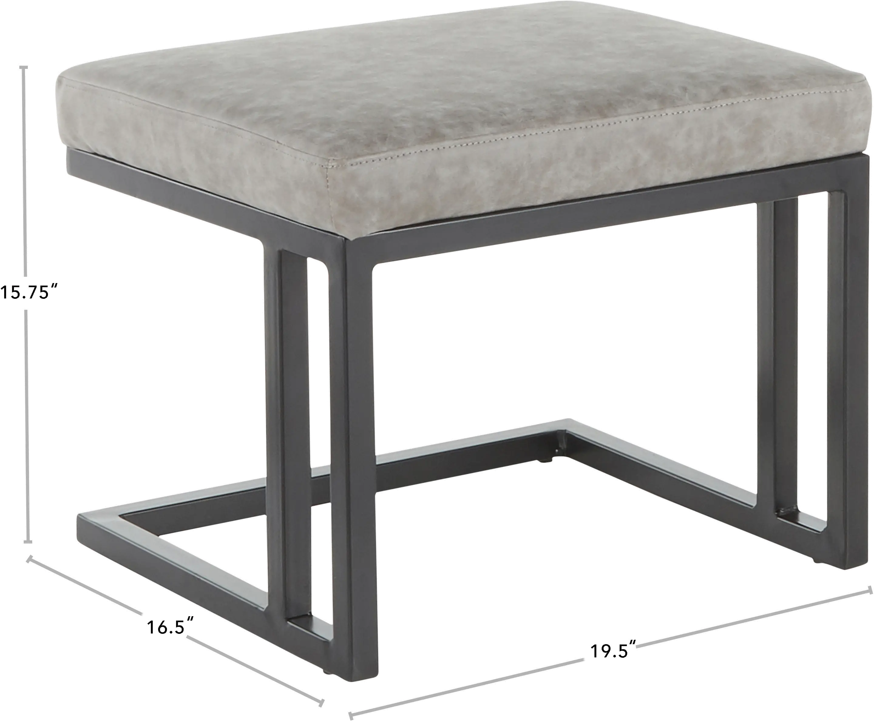 C2-ROMAN BKGY Roman Gray Faux Leather Lounge Chair and Ottoman-7