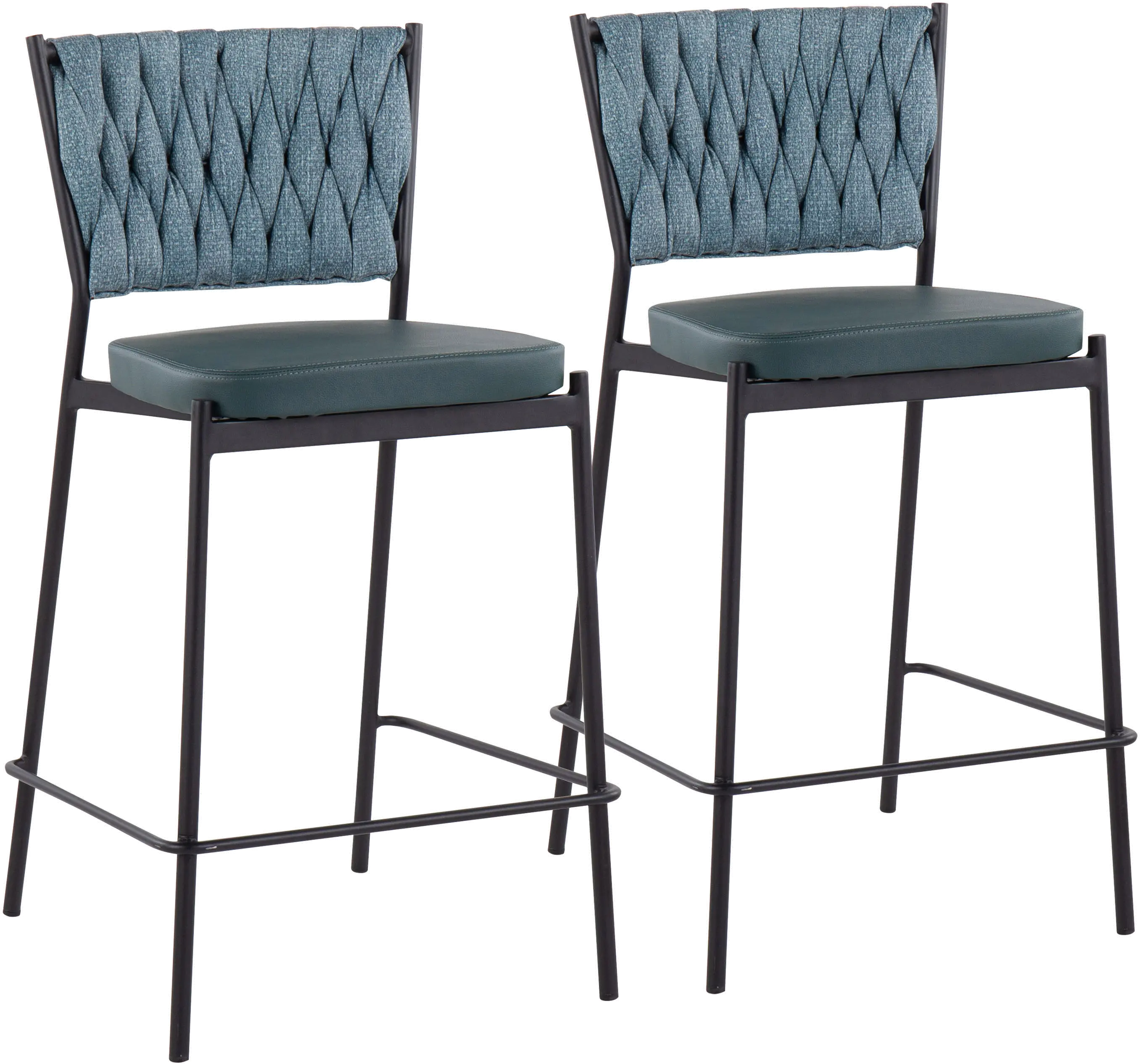 B24-BRAIDTANIA BKGN2 Tania Green Counter Height Stool, Set of 2-1