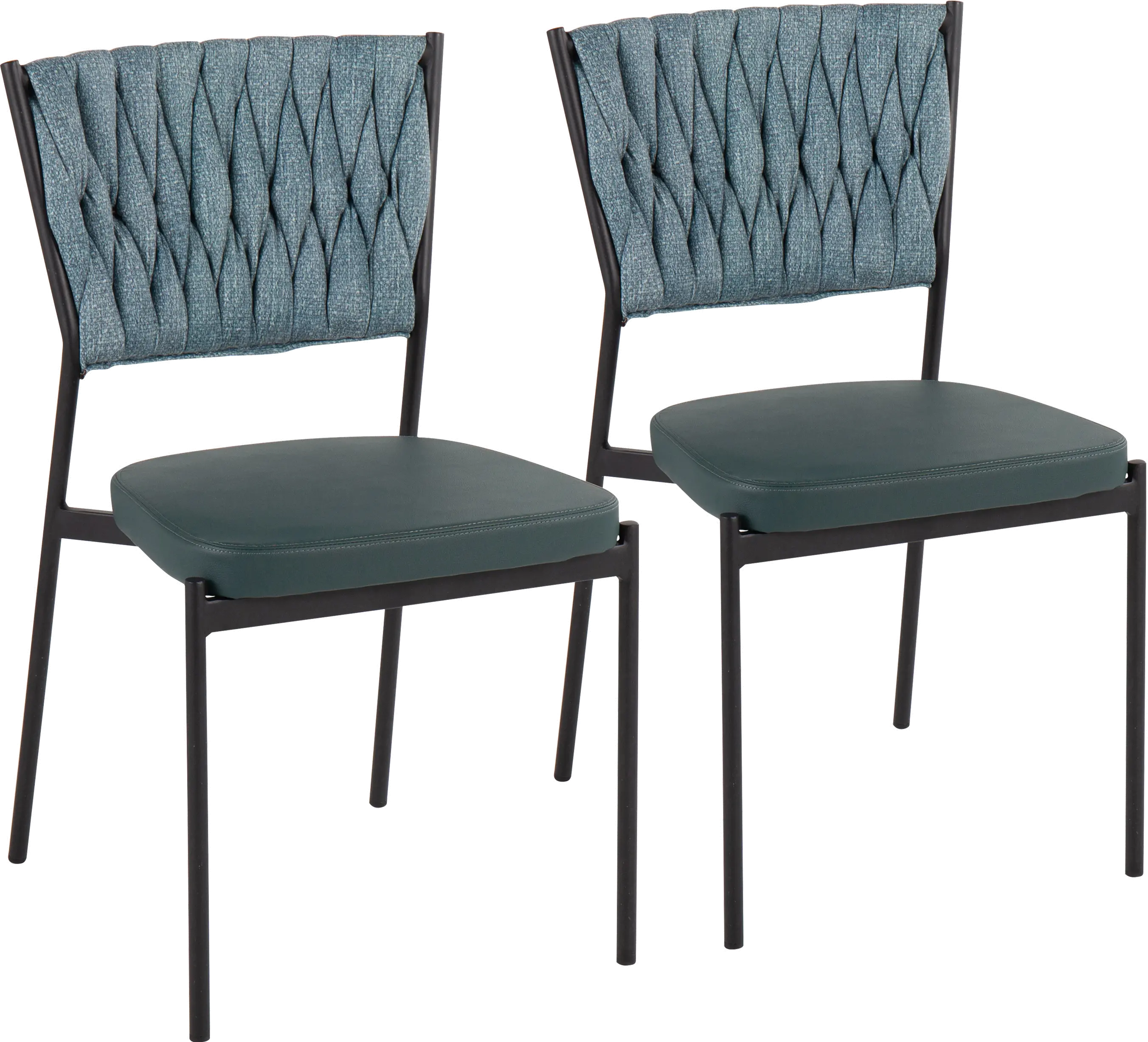 CH-BRAIDTANIA BKGN2 Tania Teal Dining Room Chair (Set of 2)-1