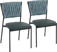 CH-BRAIDTANIA BKGN2 Tania Teal Dining Room Chair (Set of 2)