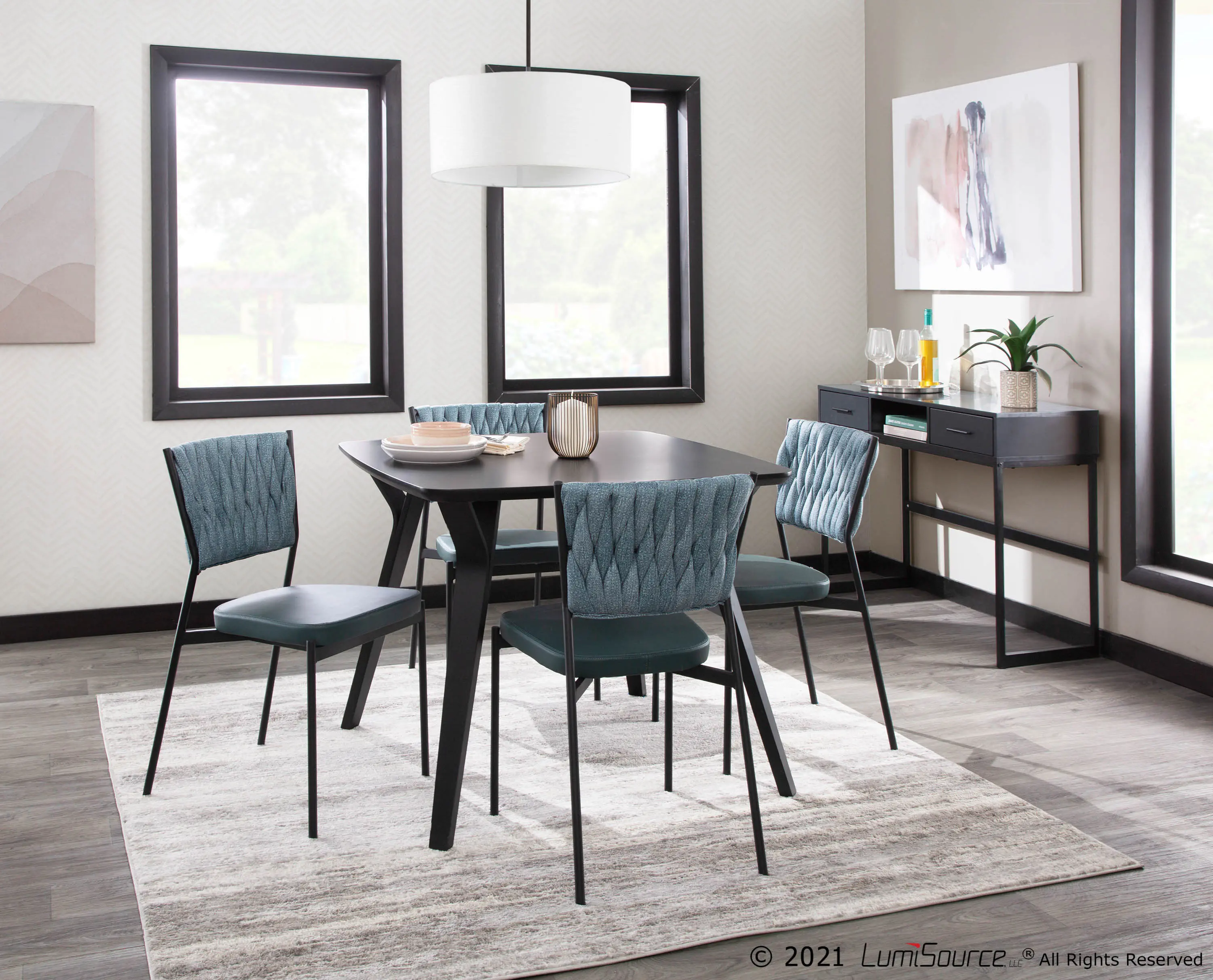 CH-BRAIDTANIA BKGN2 Tania Teal Dining Room Chair (Set of 2)-2