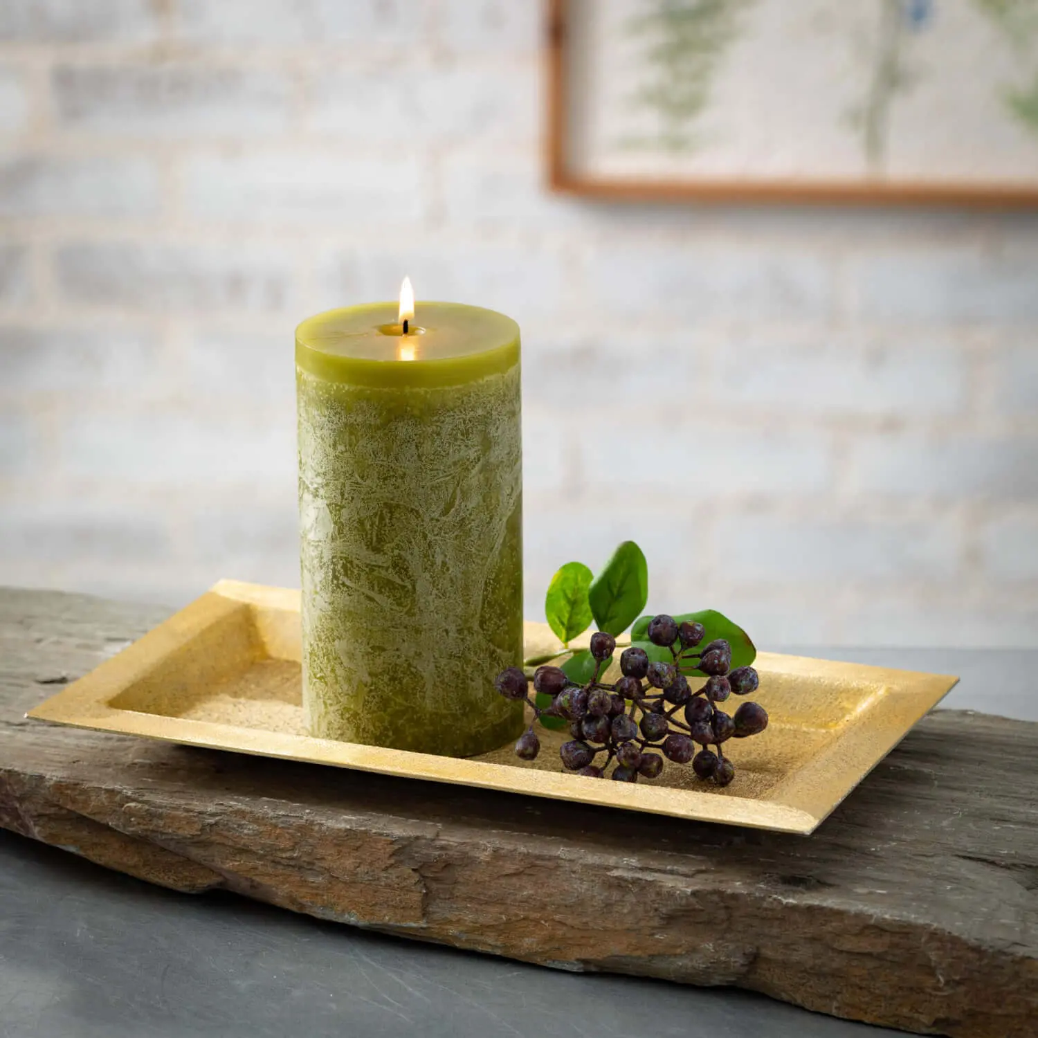 Lustrous Brushed Gold 12 Inch Candle Tray-2