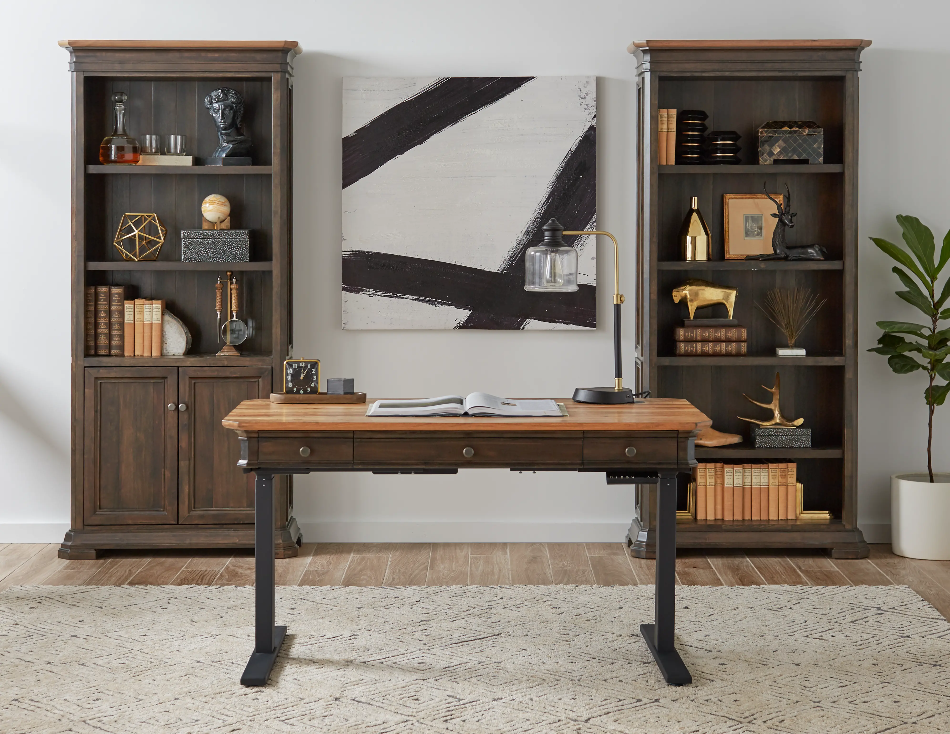 Sonoma Brown Executive Sit Stand Desk-2