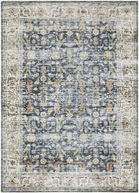Charleston 5 x 7 Blue Border Washable Area Rug