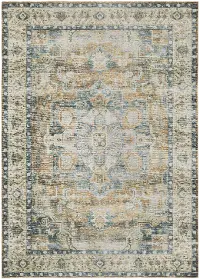 Charleston 5 x 7 Blue and Gold Washable Area Rug