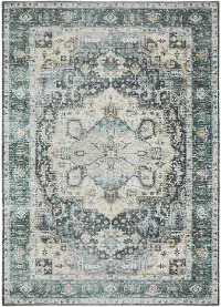 Charleston 2 x 8 Blue and Ivory Washable Runner Rug