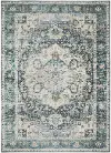 Charleston 5 x 7 Blue and Ivory Washable Area Rug