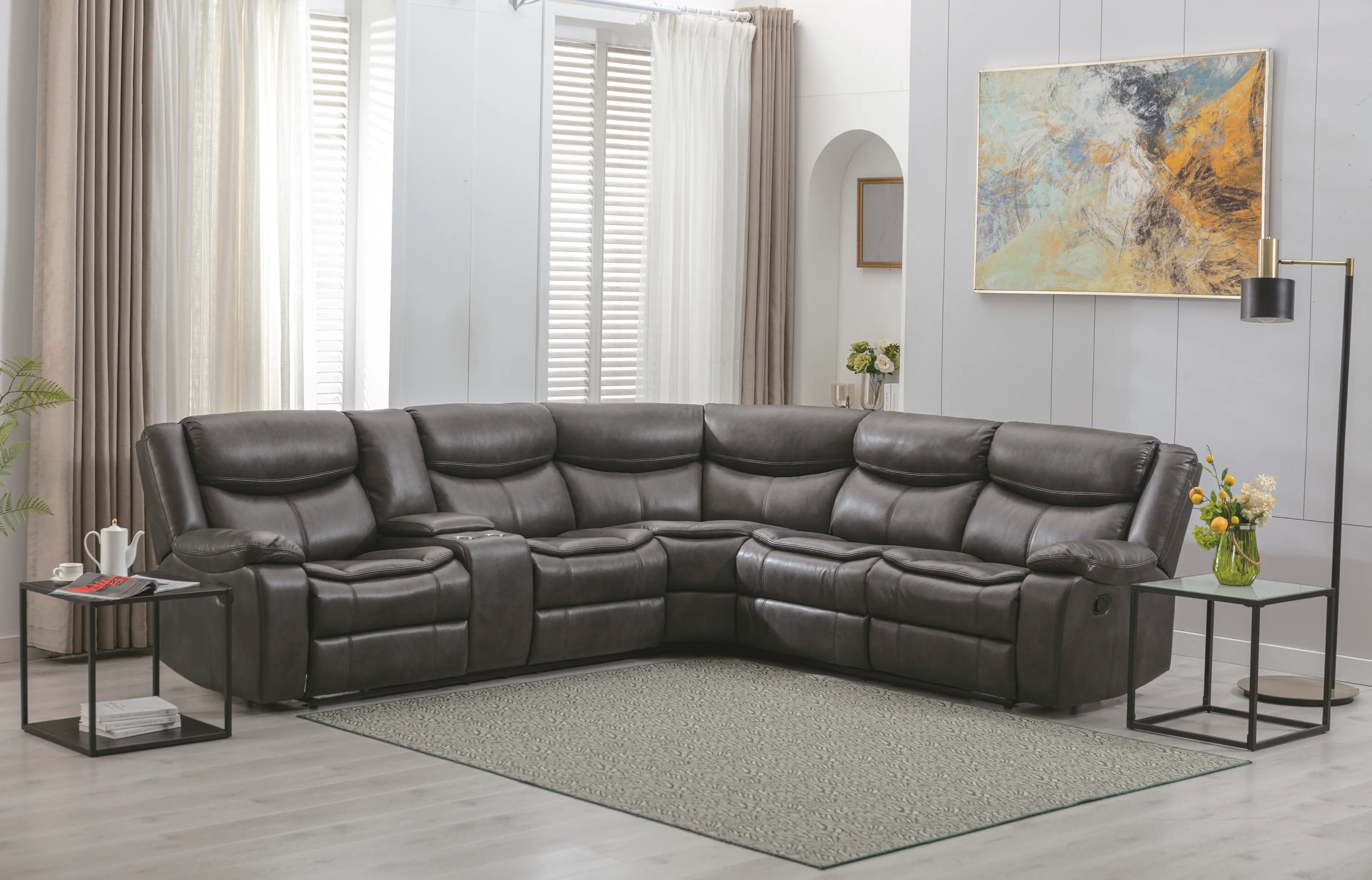 Holcroft Dark Gray 3 Piece Reclining Sectional-2