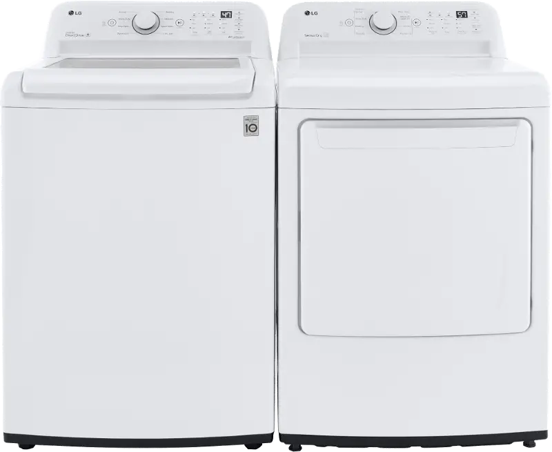 LG Gas Top Load Washer and Dryer Set - White, 7000W