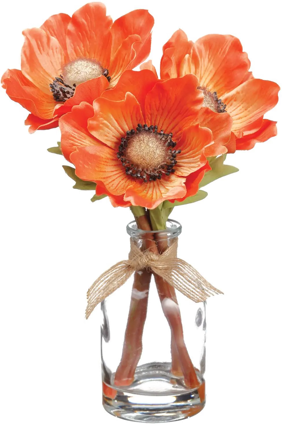 8.5  Orange Anemone In Glass Vase-1