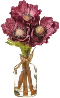 8.5  Purple Anemone In Glass Vase