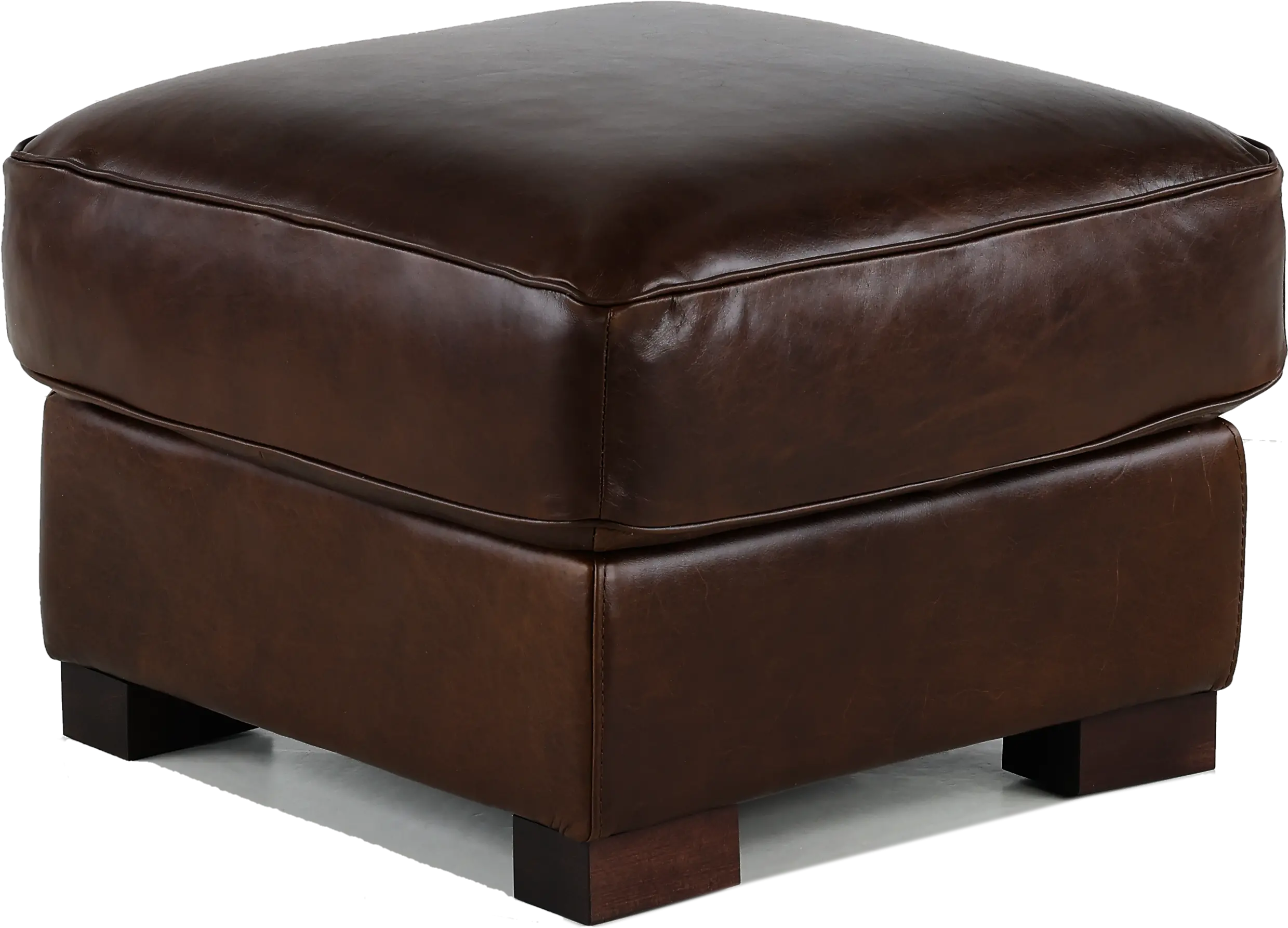 York Brown Leather Ottoman-1