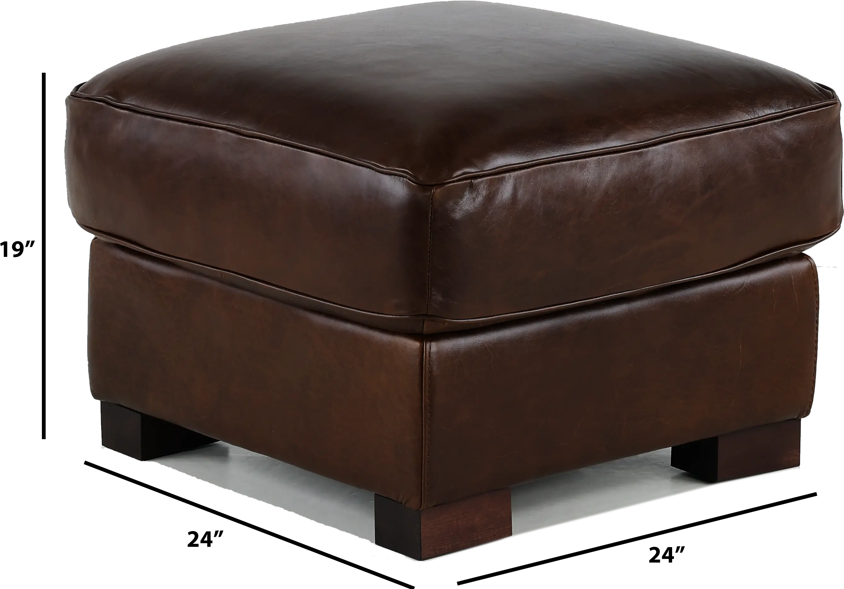 York Brown Leather Ottoman-3