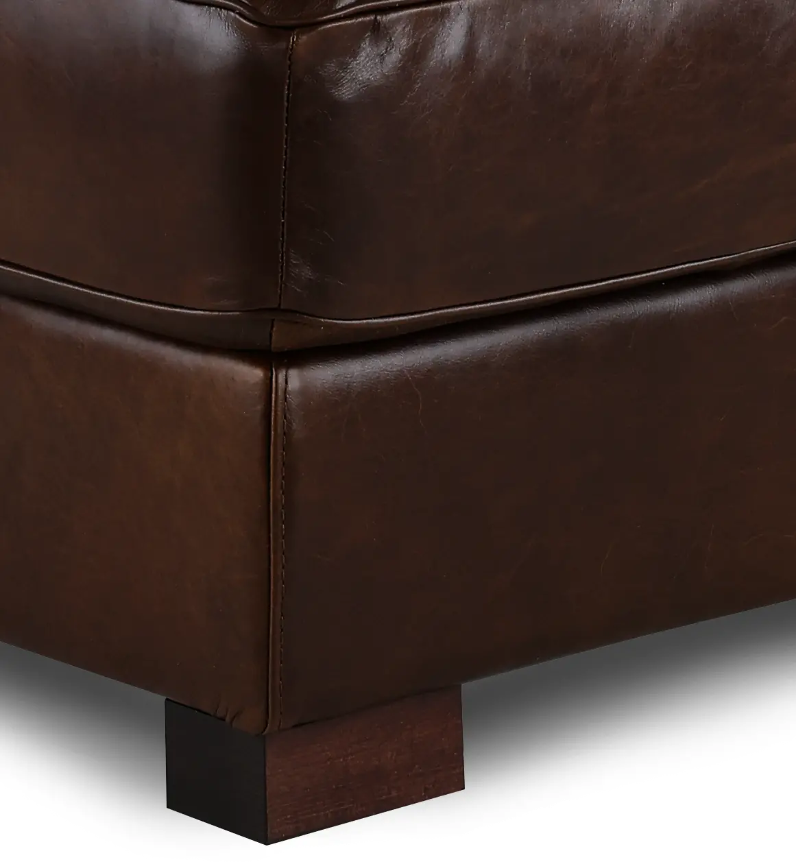 York Brown Leather Ottoman-5