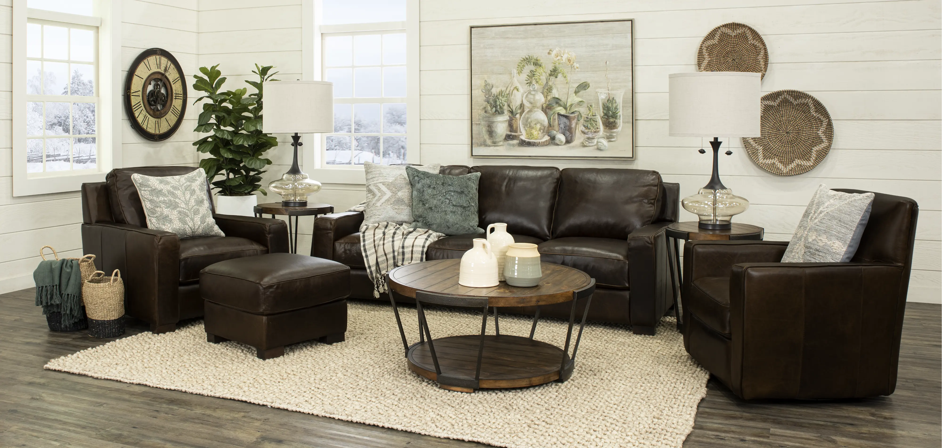 York Brown Leather Ottoman-8